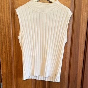 St John Sport Sleeveless Ribbed Knit Top - Cream